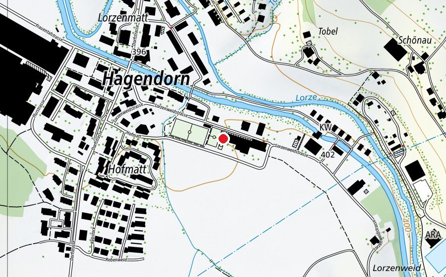 Karte mit dem Standort von Hagendorn (Schule)