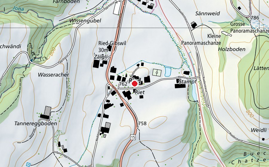 Map showing the location of Hartplatz Schulhaus Ried (School)