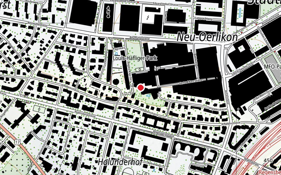 Karte mit dem Standort von Haus der Farbe (Schule)