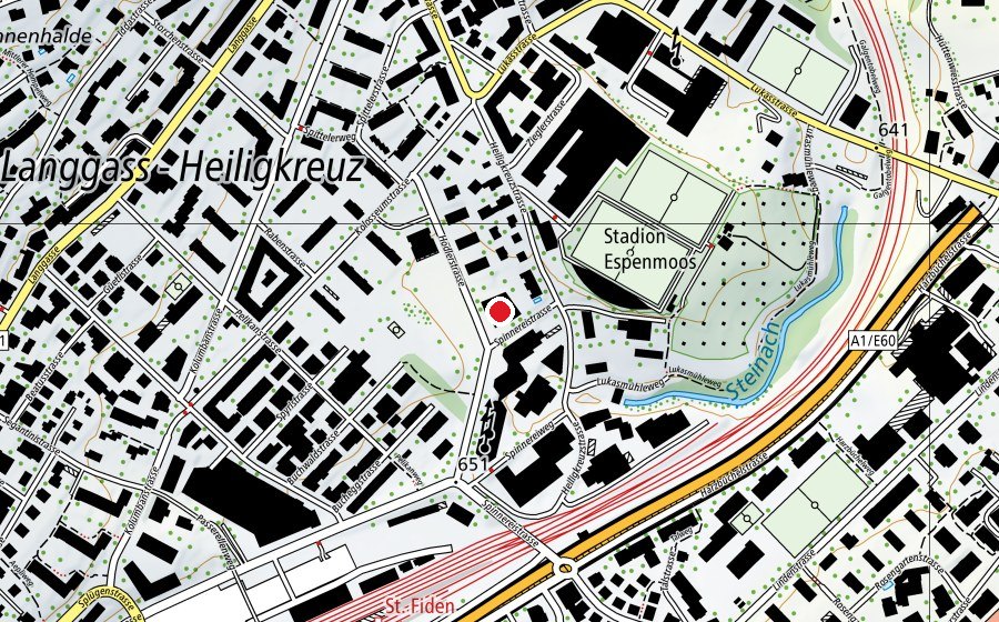 Carte indiquant l’emplacement de HDS St. Gallen (École)