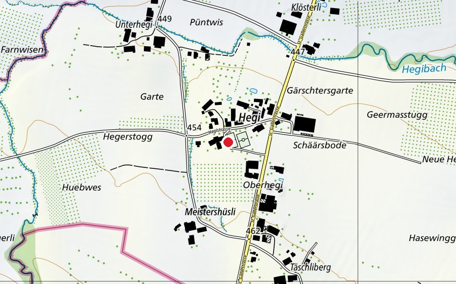 Mappa con la posizione di Hegi-Winden (Scuola)