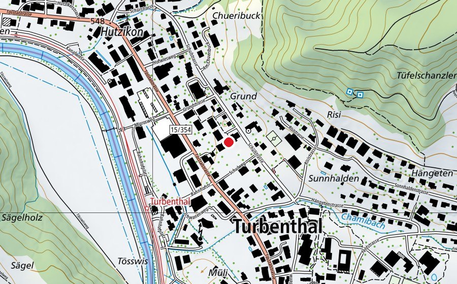 Map showing the location of Heilpädagogische Schule Turbenthal (School)