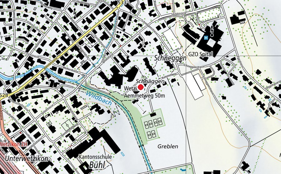 Map showing the location of Heilpädagogische Schule (School)