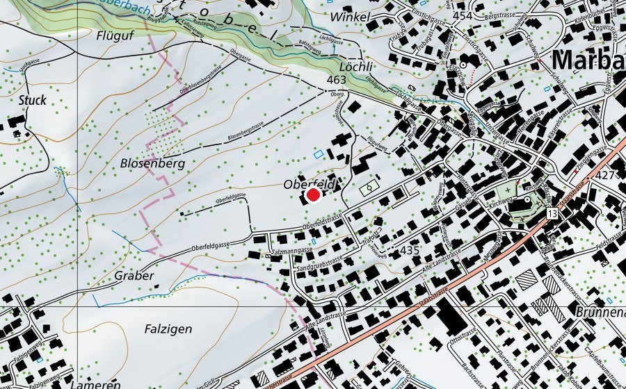 Map showing the location of Heim Oberfeld (School)