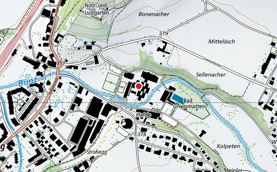 Carte indiquant l’emplacement de Hellmatt (École)