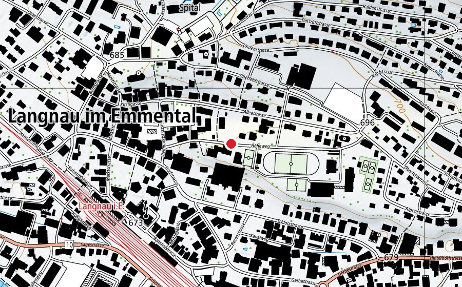 Map showing the location of Höhenweg Schulhaus (School)