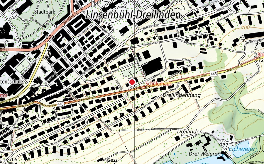 Carte indiquant l’emplacement de HPS St.Gallen (École)