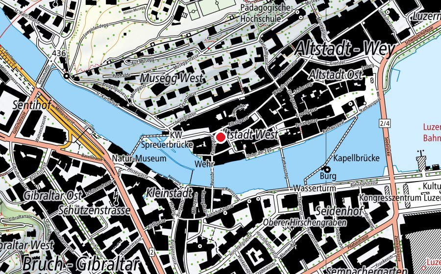 Map showing the location of HSO Wirtschaftschule Schweiz (School)