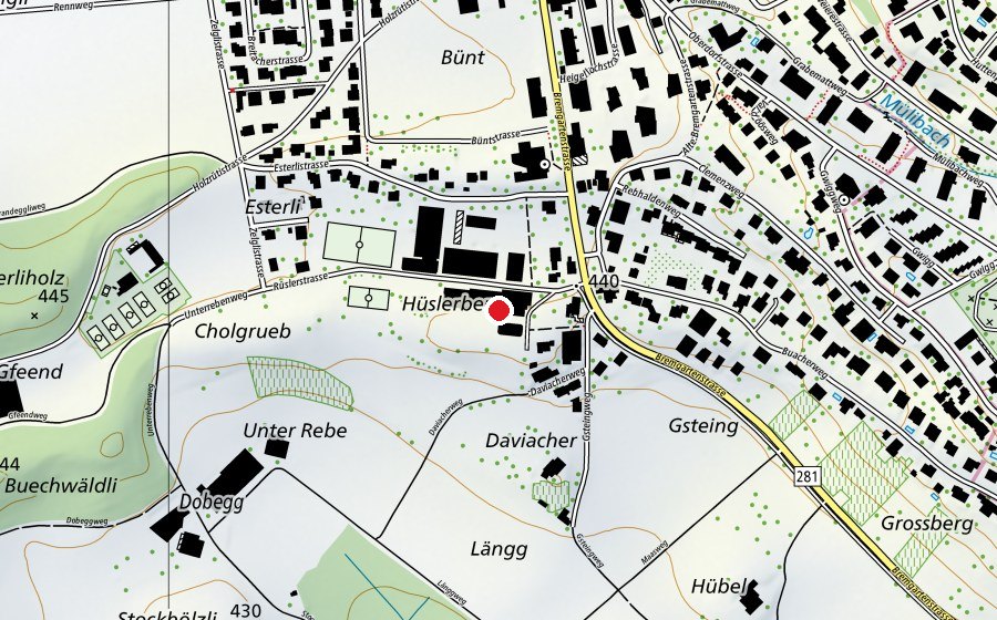 Karte mit dem Standort von Hüslerberg (Schule)