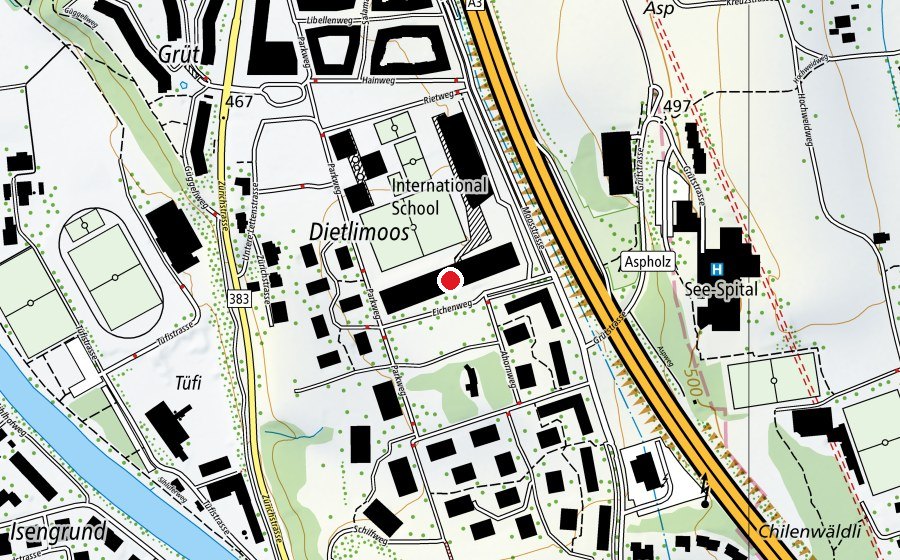 Carte indiquant l’emplacement de International School Adliswil (École)