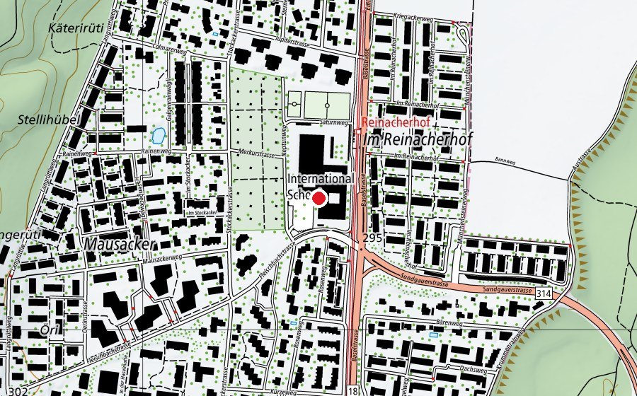 Carte indiquant l’emplacement de International School Basel (École)