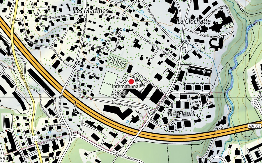 Carte indiquant l’emplacement de International School of Lausanne (École)