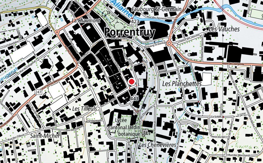 Map showing the location of Juventuti (School)