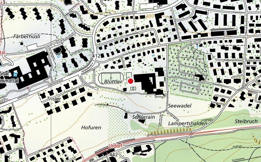 Karte mit dem Standort von Kalktarren (Schule)