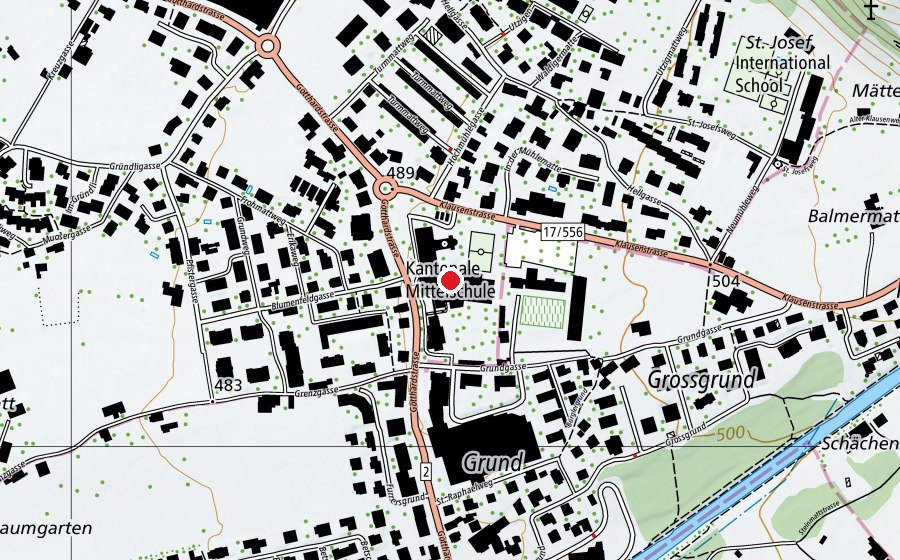 Map showing the location of Kantonale Mittelschule Uri (School)