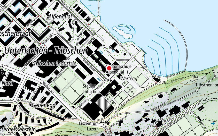 Map showing the location of Kantonsschule Alpenquai Luzern (School)