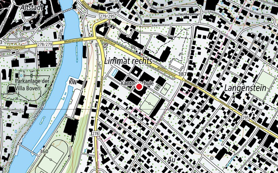 Map showing the location of Kantonsschule Baden (School)