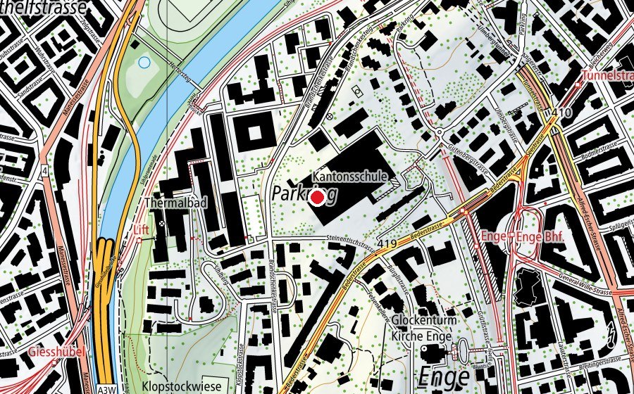 Mappa con la posizione di Kantonsschule Enge (Scuola)