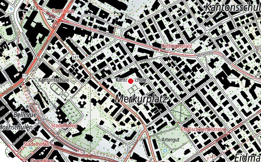 Carte indiquant l’emplacement de Kantonsschule Hottingen (École)