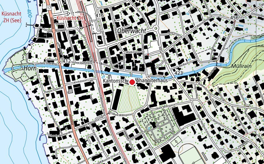 Carte indiquant l’emplacement de Kantonsschule Küsnacht (École)