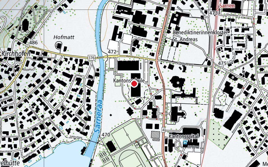 Map showing the location of Kantonsschule Obwalden (School)