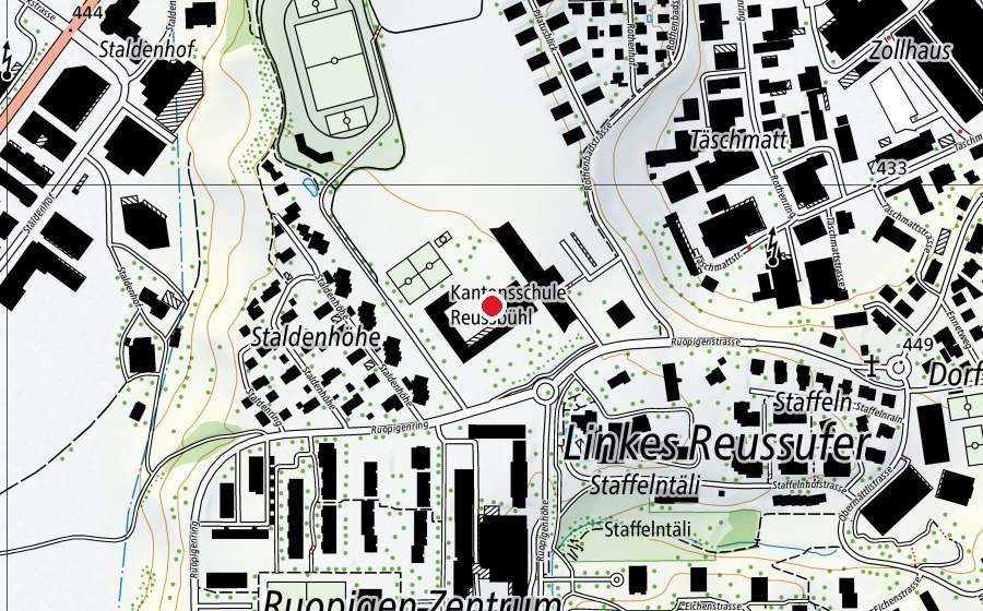 Map showing the location of Kantonsschule Reussbühl (School)
