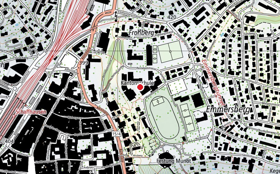 Carte indiquant l’emplacement de Kantonsschule Schaffhausen (École)