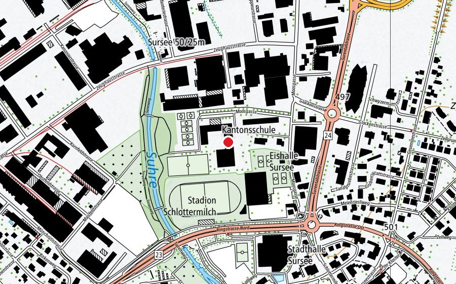 Karte mit dem Standort von Kantonsschule Sursee (Schule)