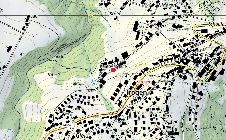 Carte indiquant l’emplacement de Kantonsschule Trogen (École)