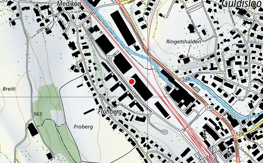 Karte mit dem Standort von Kantonsschule ZH Oberland Schellerstrasse (Schule)