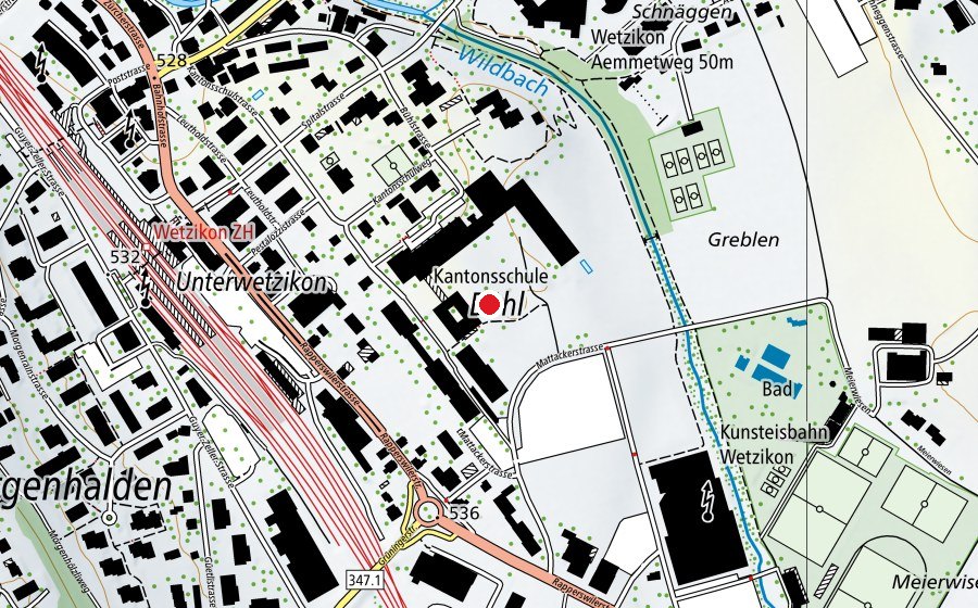 Map showing the location of Kantonsschule Zürcher Oberland (School)