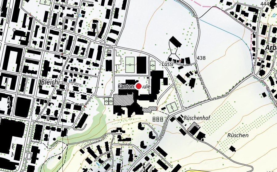 Carte indiquant l’emplacement de Kantonsschule Zug (École)