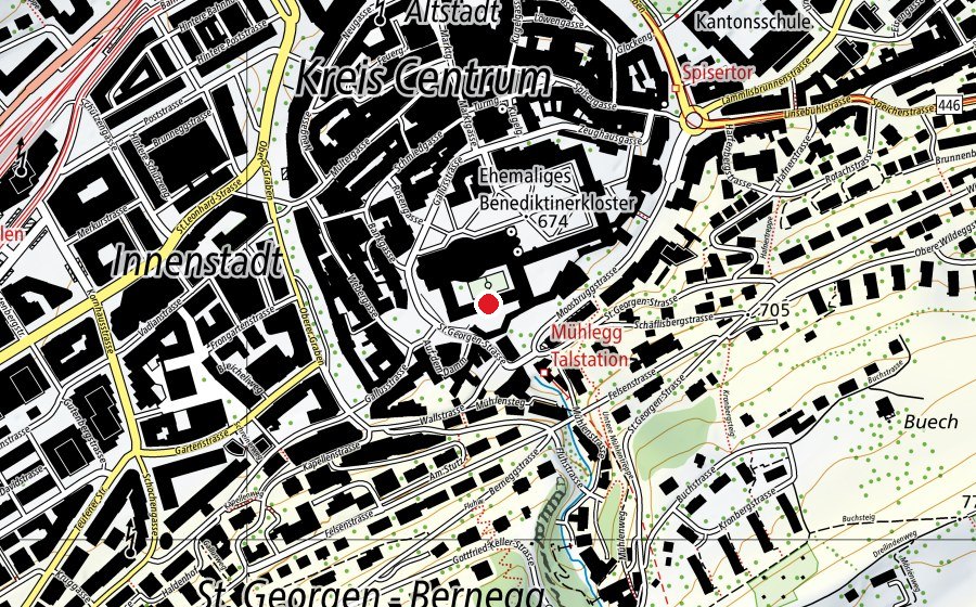 Mappa con la posizione di Katholische Kantonsekundarschule St.Gallen - Klosterschulhaus (Scuola)