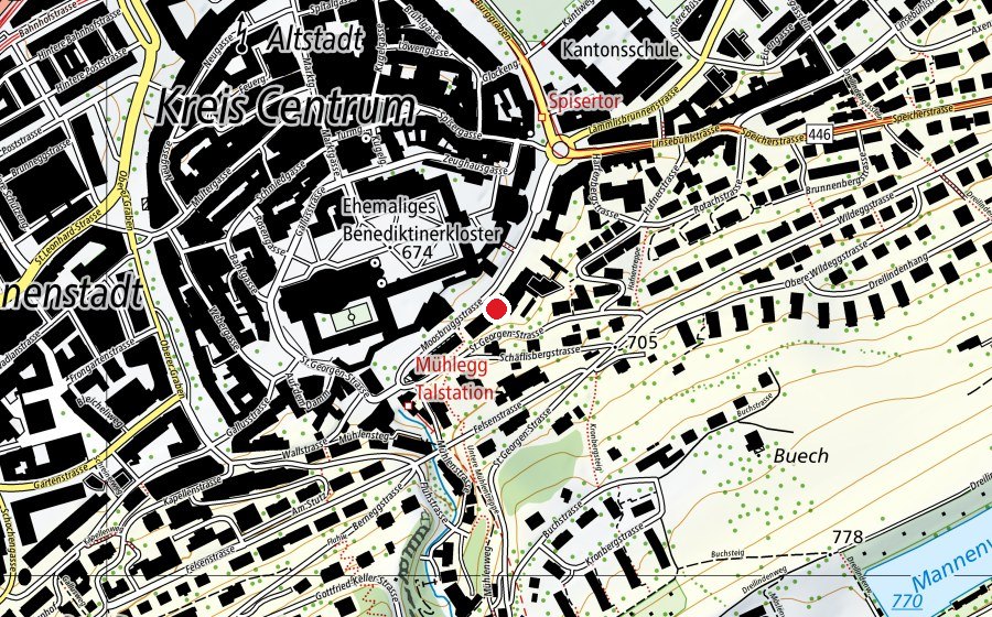 Mappa con la posizione di Katholische Kantonssekundarschule St.Gallen - Gallusschulhaus (Scuola)
