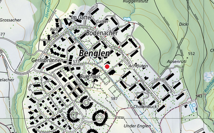 Carte indiquant l’emplacement de Kindergarten Buechwis (École)