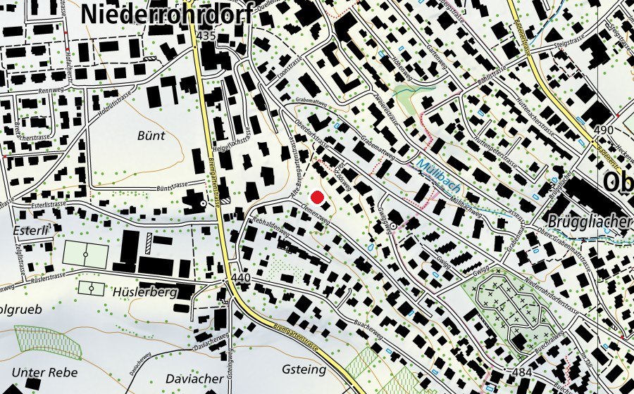 Map showing the location of Kindergarten Clemenz (School)