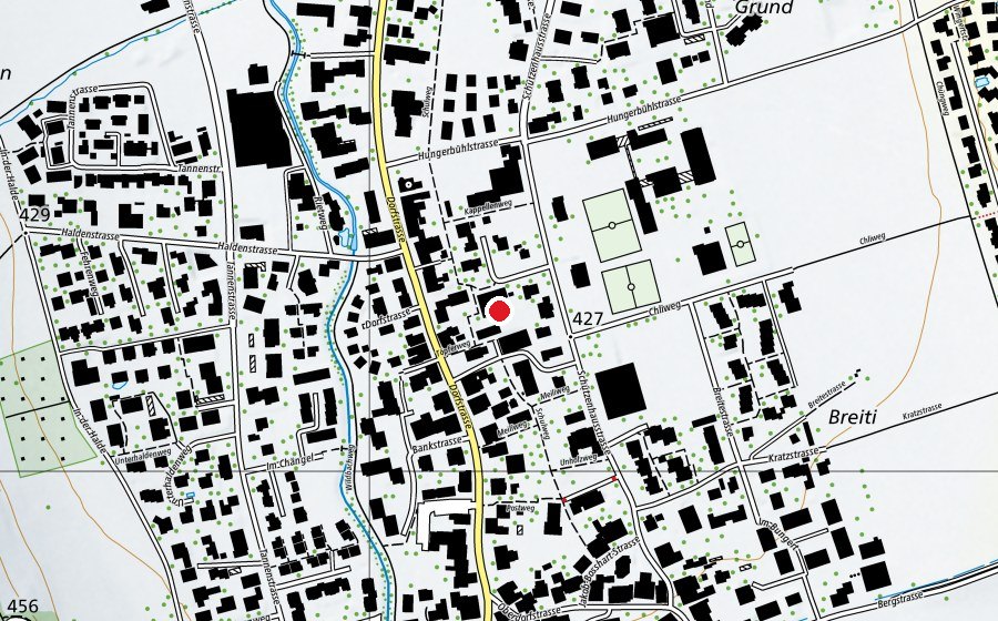 Map showing the location of Kindergarten Dorf (School)