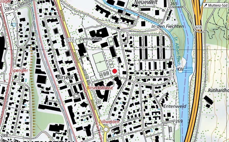 Map showing the location of Kindergarten Ehinger (School)