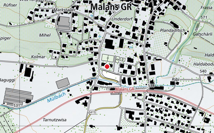 Map showing the location of Kindergarten Malans (School)