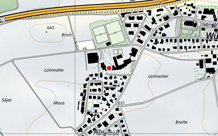 Carte indiquant l’emplacement de Kindergarten - Primarschule Wünndeil (École)