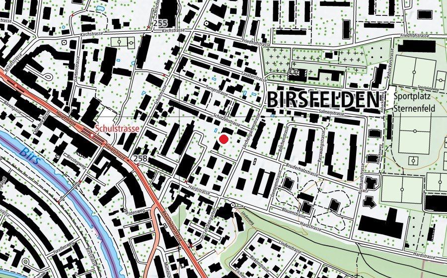 Karte mit dem Standort von Kindergarten Schützenstrasse (Schule)