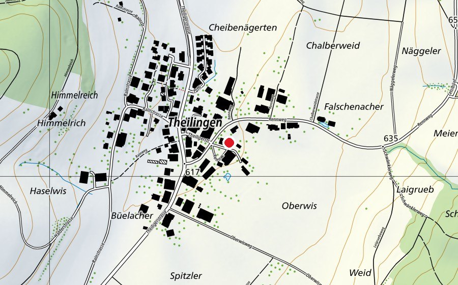 Carte indiquant l’emplacement de Kindergarten Theilingen (École)