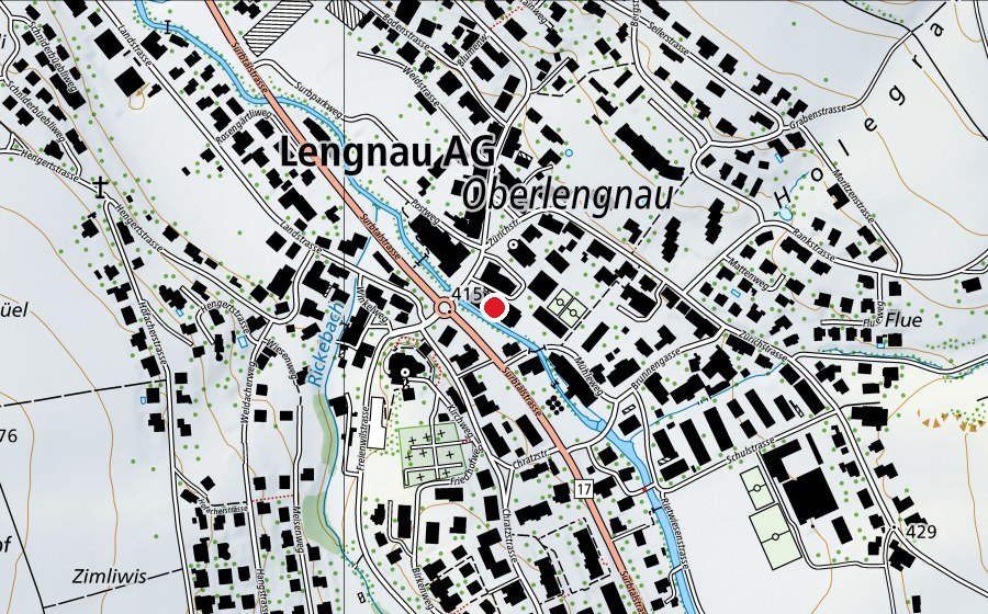 Map showing the location of Kindergarten und Primarschule Lengnau (School)