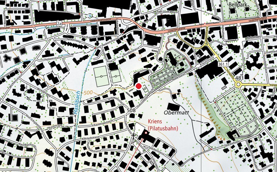 Carte indiquant l’emplacement de Kirchbühl (École)