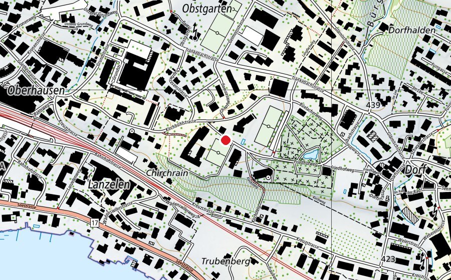 Map showing the location of Kirchbühl (School)