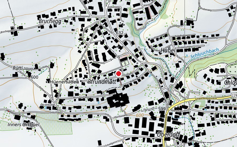 Map showing the location of Kirchbühl (School)