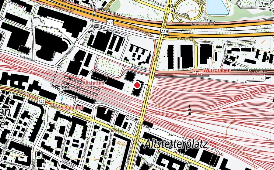 Carte indiquant l’emplacement de Klubschule Migros Altstetten (École)