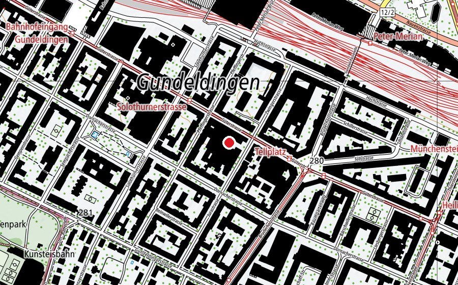 Mappa con la posizione di Klubschule Migros Basel-Gundelitor (Scuola)