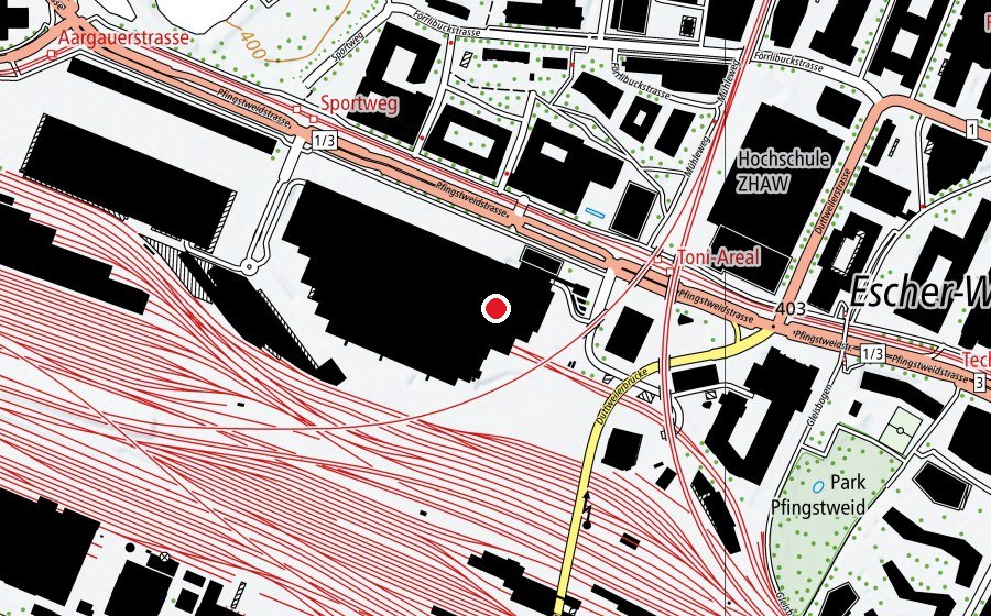 Carte indiquant l’emplacement de Klubschule Migros Tanzwerk 101 (École)