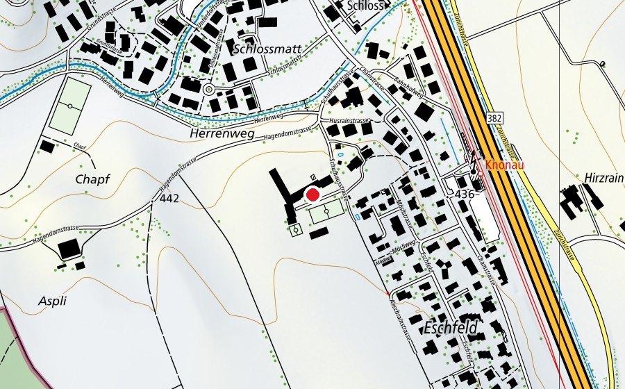 Carte indiquant l’emplacement de Knonau (École)